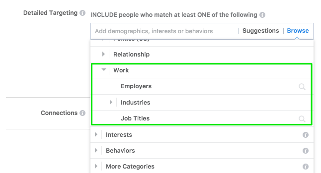 Facebook Ads "Arbeitgeber" Targeting-Option