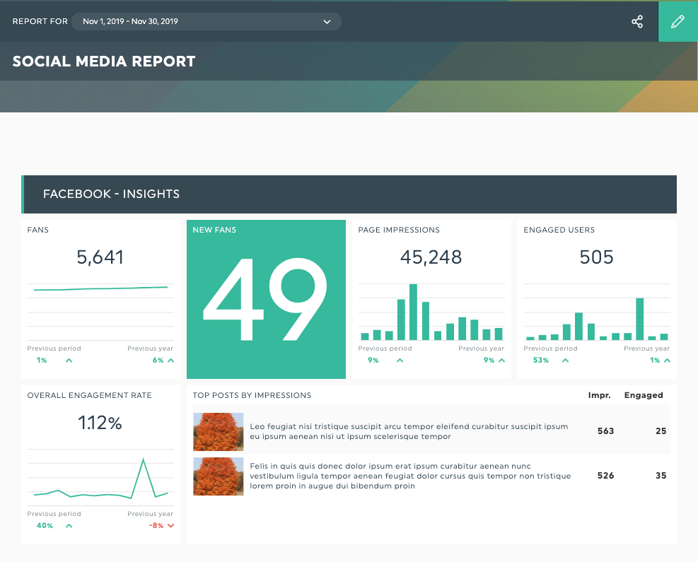 soziale Medien Dashboard Vorlage