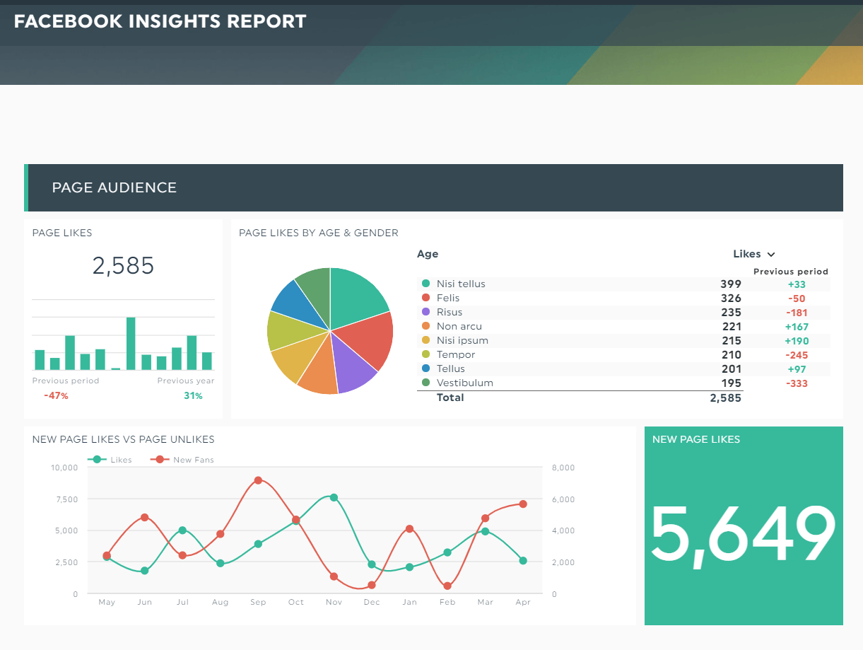 Social Media Analytics Vorlage für Facebook