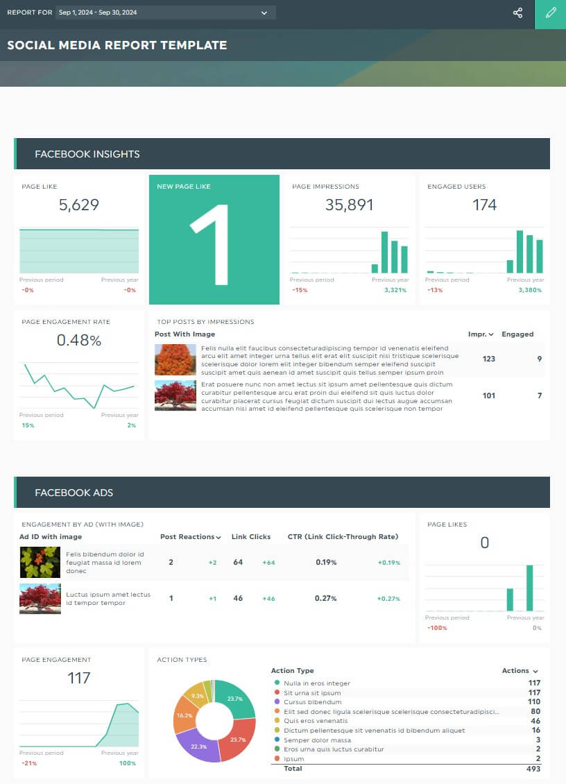 Kostenlose Social Media Präsentationsvorlage für Facebook Insights und Facebook Ads