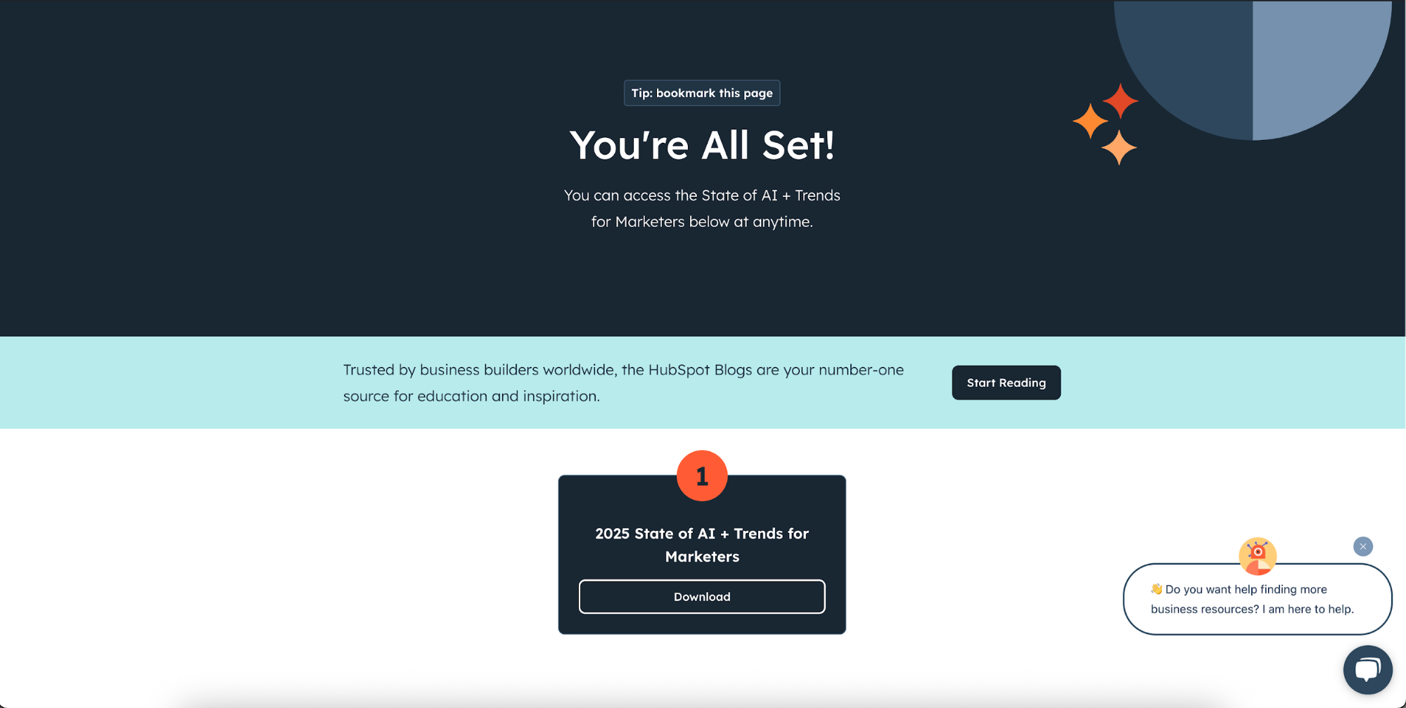 Dankeseite Referenz Hubspot