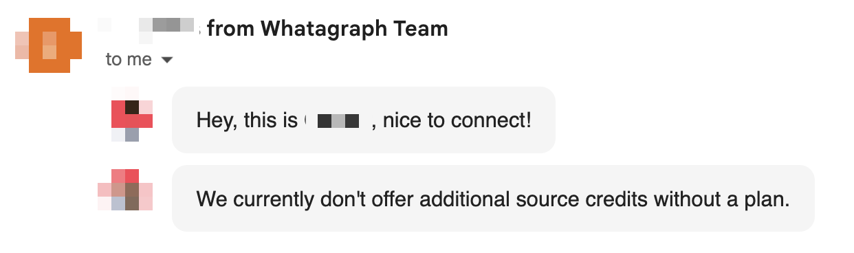 Beispiel für eine Support-Antwort von Whatagraph