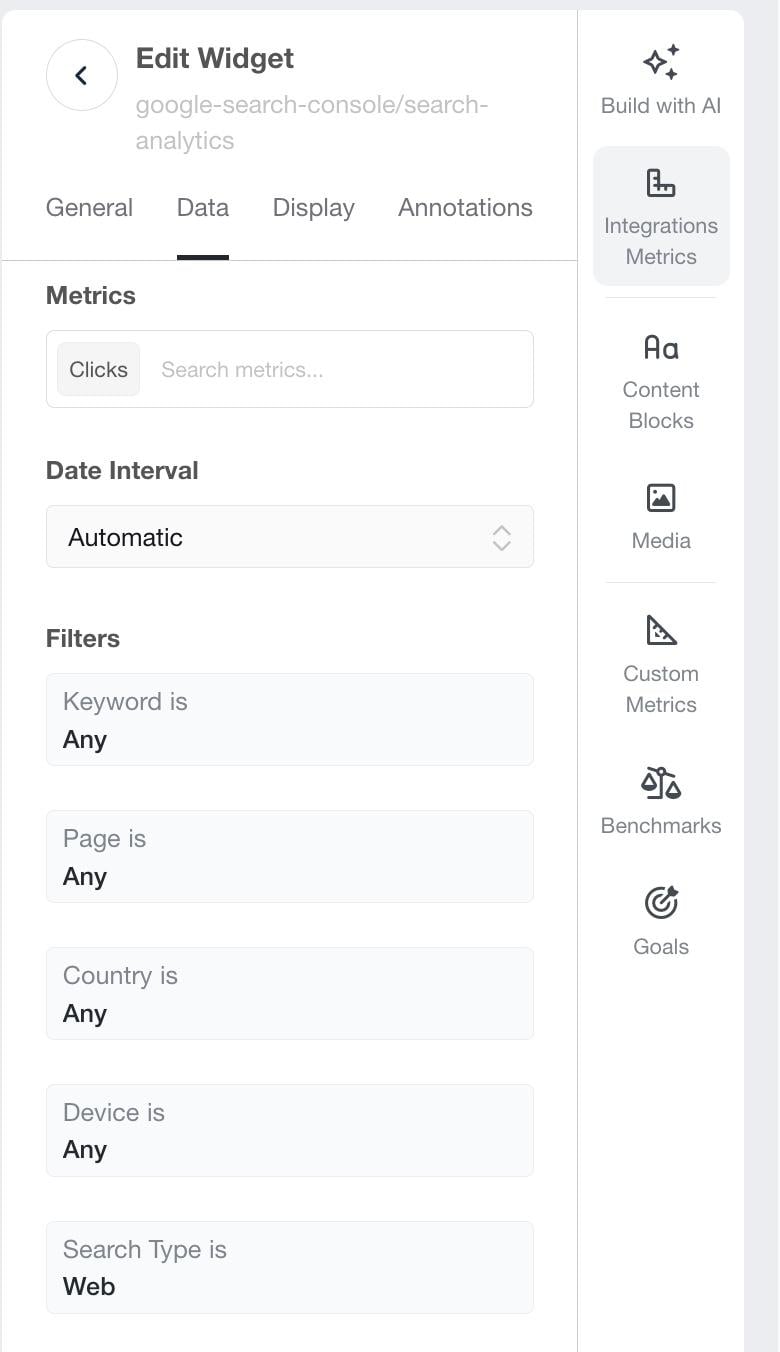 Agentur-Analysen – Widgets bearbeiten
