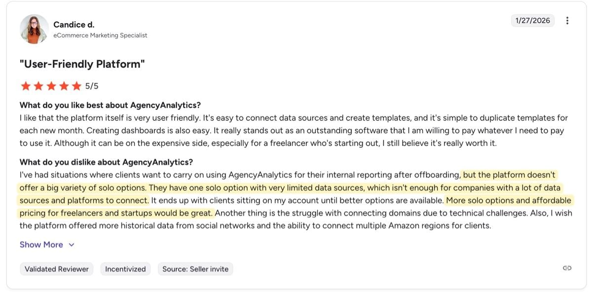 Candice G2 Agency Analytics