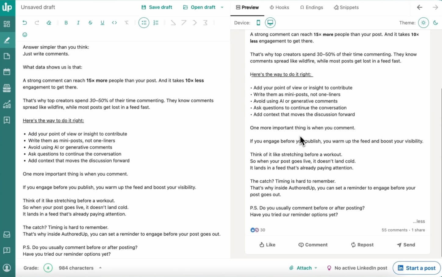 LinkedIn-Analysetool von AuthoredUp